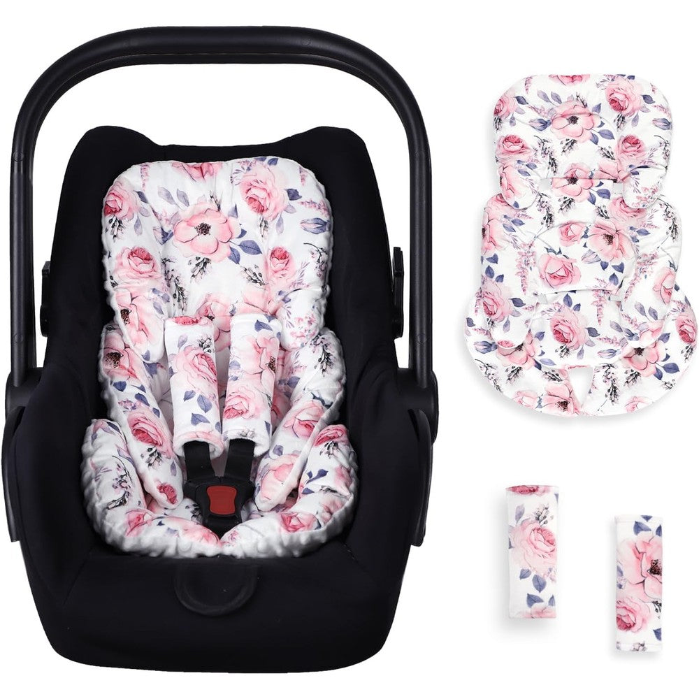 Cozyin Baby SWESEN infant car seat insert floral print front view showing head support cushion.