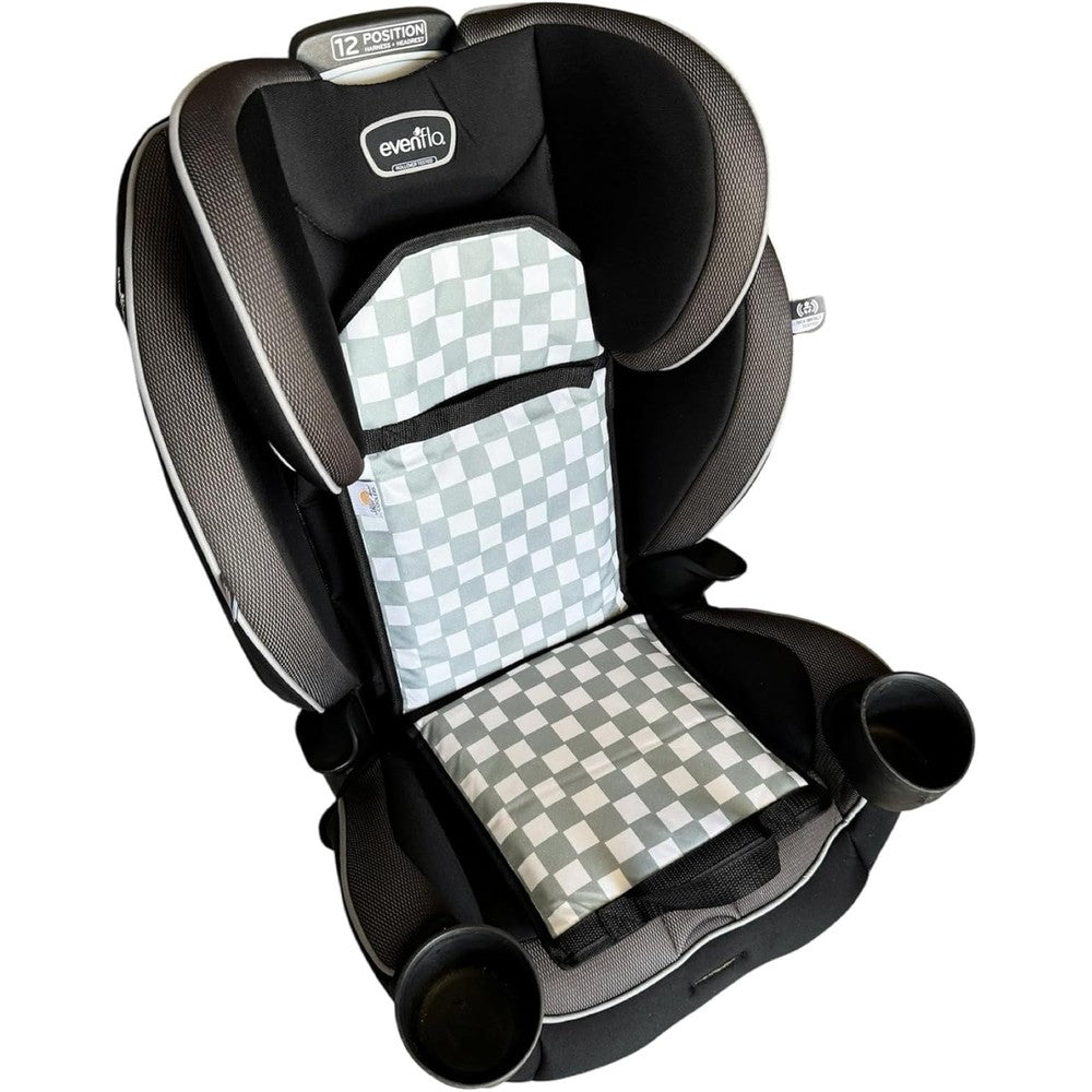 NCVI car seat cooler front view showing checkerboard insulated cooling cushion mat for infants.