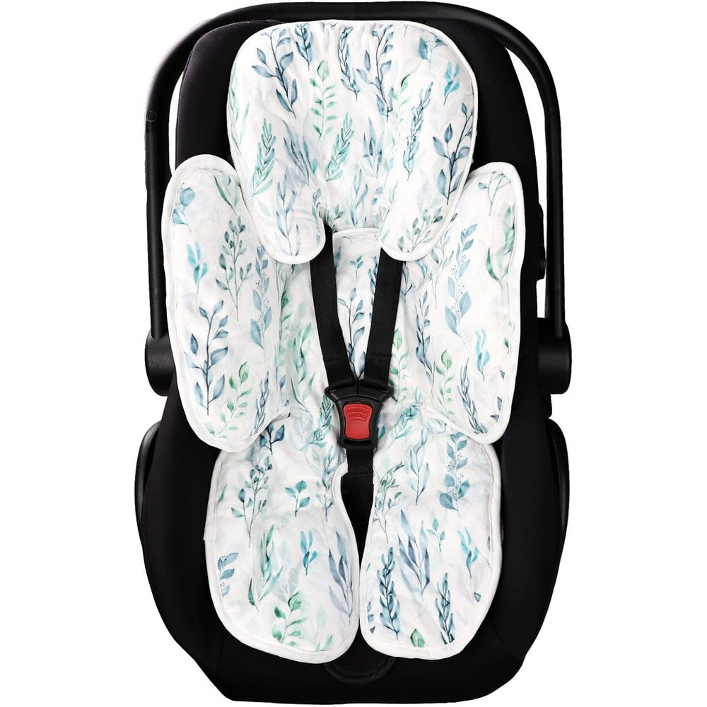 DILIMI infant car seat insert front view showing green leaf pattern