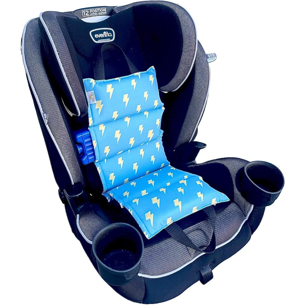 Little Bum Coolers infant car seat cooling cushion mat front view in lightning print.