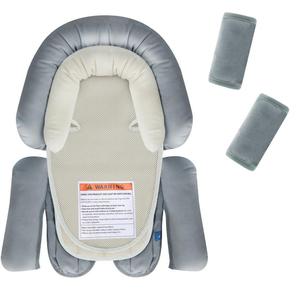 COOLBEBE upgraded 3 in 1 baby body support cushion front view in grey