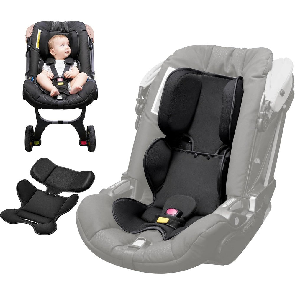 CoiiJoii Thicken Infant Car Seat Insert front view showing black breathable mesh fabric and head support cushion.