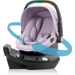 Evenflo Revolve180 LiteMax NXT rotating infant car seat in Agate Purple front view premium baby travel gear