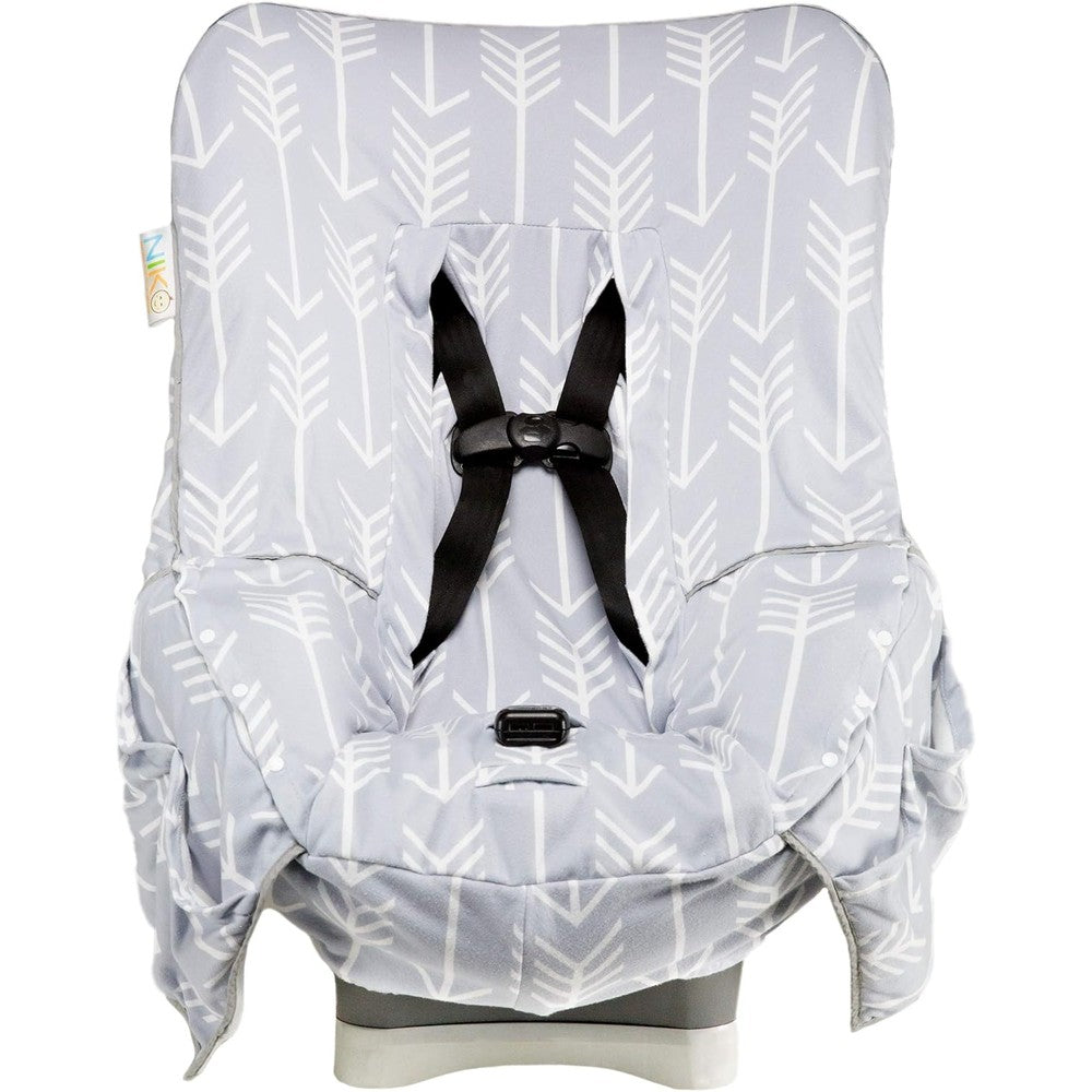 Niko Easy-Wash Children's Car Seat Cover front view gray arrow pattern