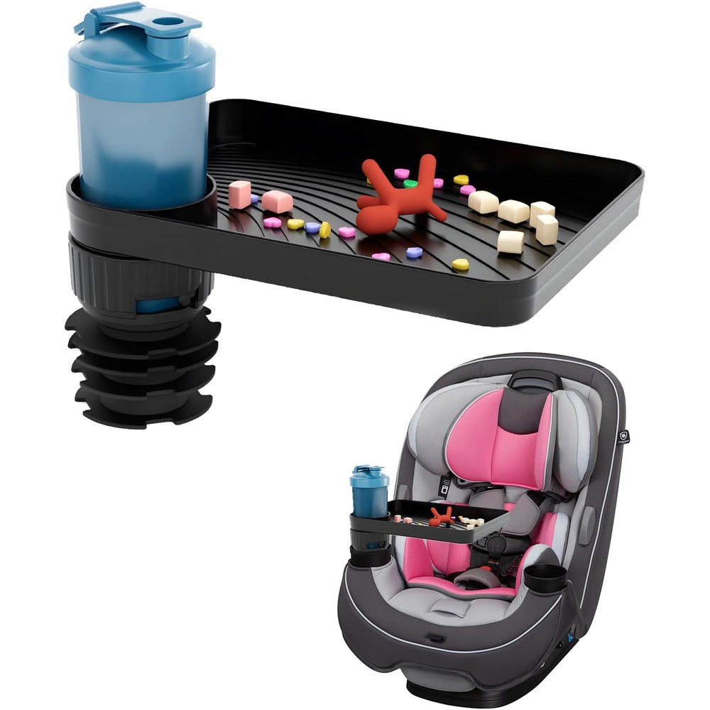 Seven Sparta travel tray for kids toddler car seat front view holding snacks