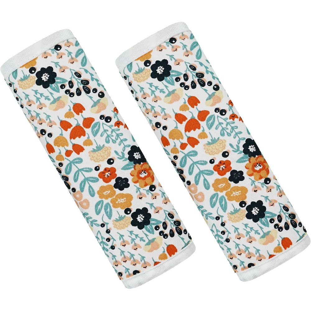 Cuxfls baby strap covers in pink flower print front view