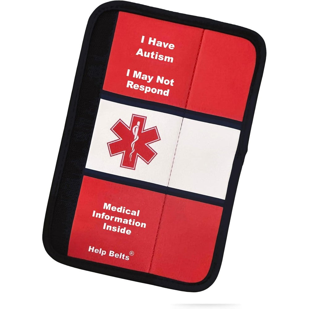 Help Belts autism awareness medical alert seatbelt cover in red