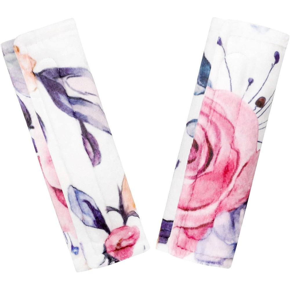 Pea Pod floral baby car seat strap covers front view