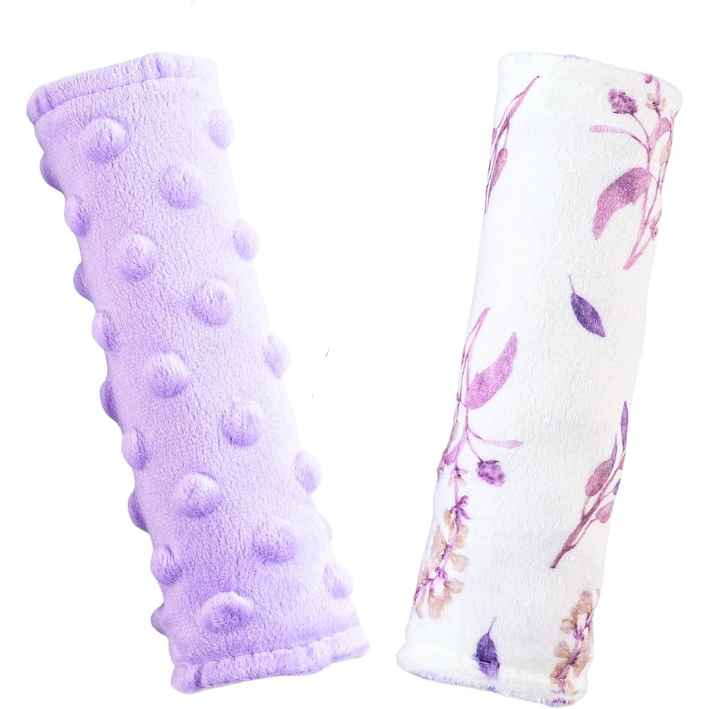 Wirein purple floral baby car seat strap covers front view