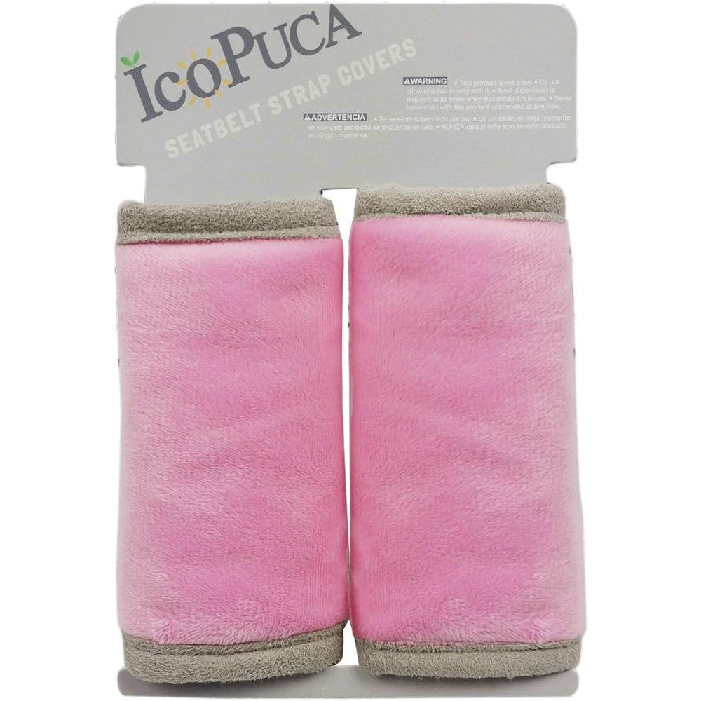 Icopuca car seat strap pads in pink front view