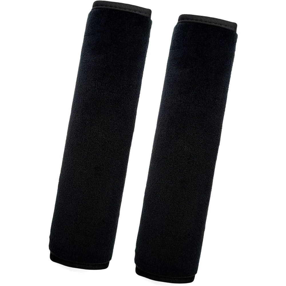 Medsuo universal soft black car seat belt pads 2 pack front view