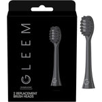 Gleem electric toothbrush replacement brush heads front view pack of two black refills