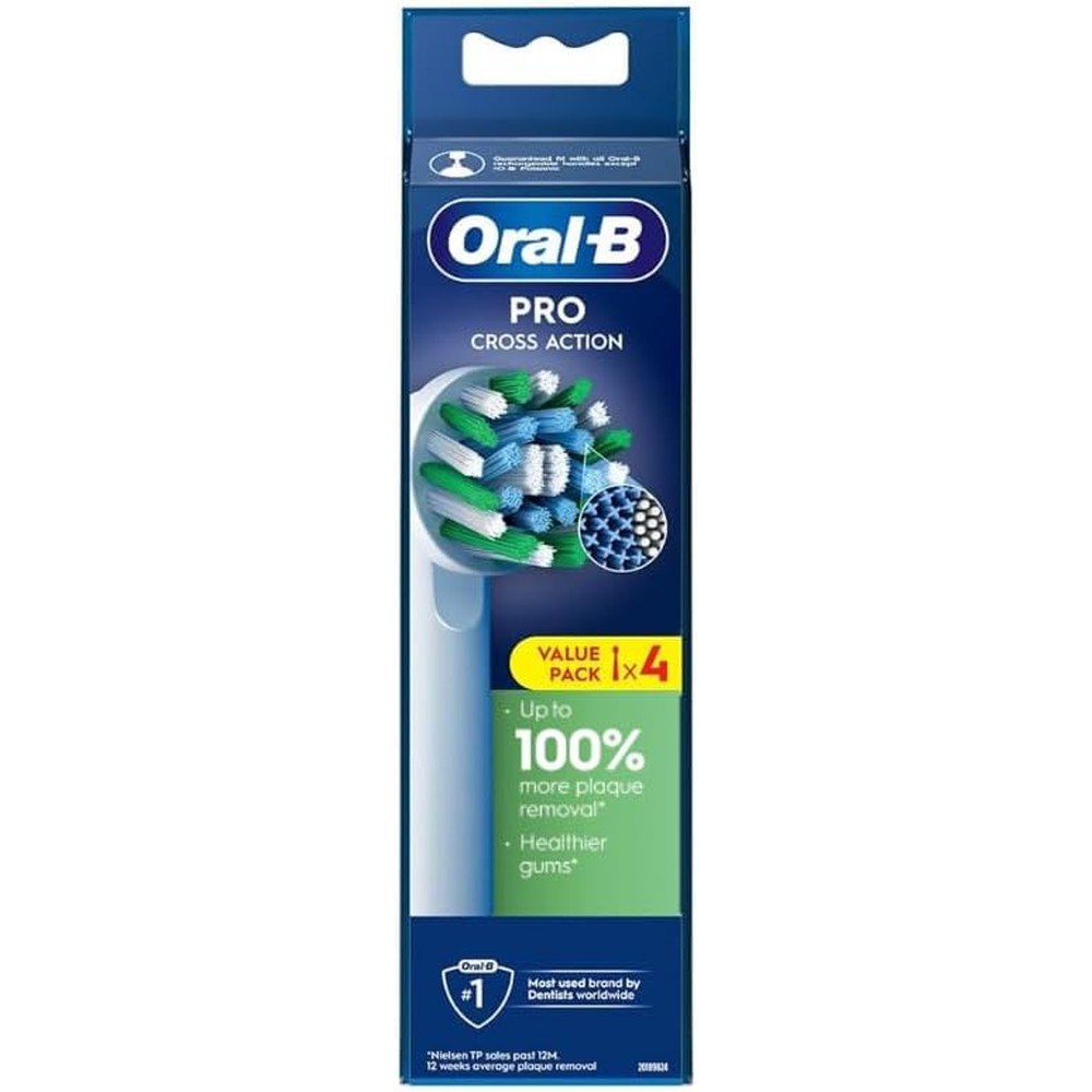 Oral-B Cross Action electric toothbrush replacement brush heads 4 pack front packaging view