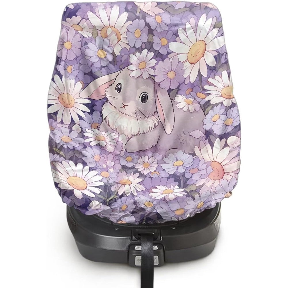 JOAIFO Easter bunny baby car seat cover front view protecting infant seat from hot summer sun rays