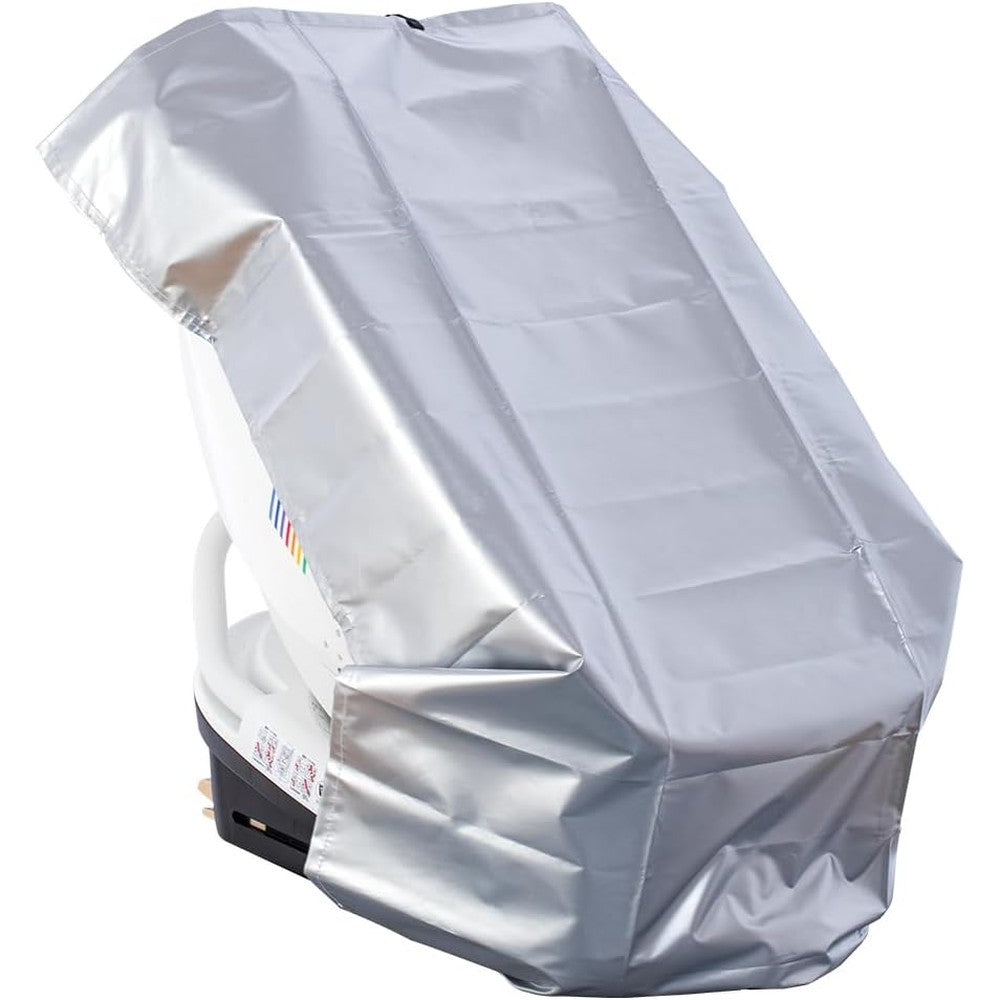Vozdds baby car seat sun shade cover front view showcasing the grey solar reflective coating material.