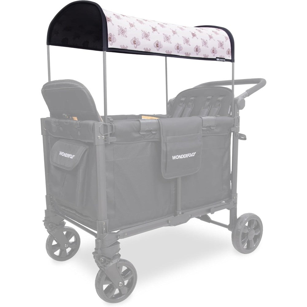 WonderFold x ONE PIECE canopy fabric replacement front view installed on W2 stroller wagon