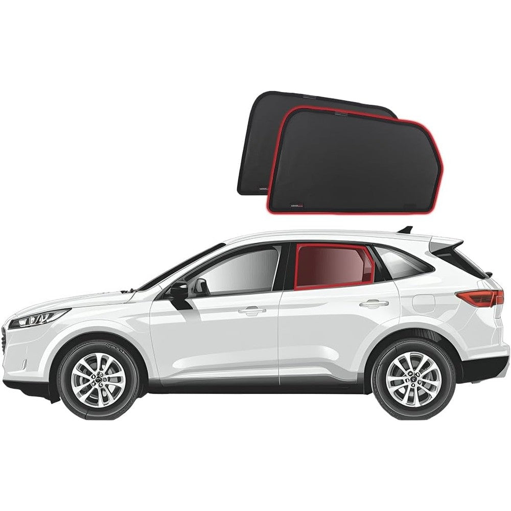 Snap Shades Ford Escape 4th Gen rear window shades fitted on car door frame front view