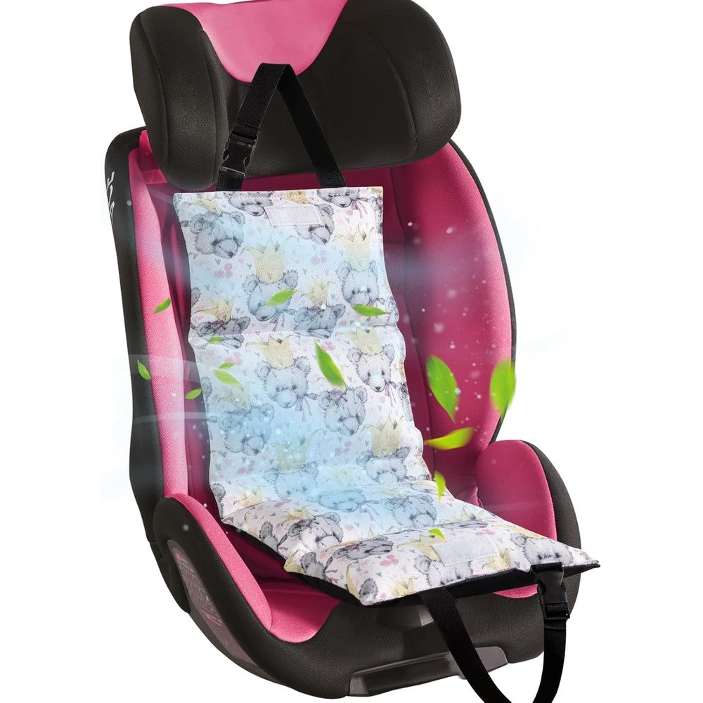 NCVI Car Seat Cooling Pad front view in grey bear design showing premium insulated texture.