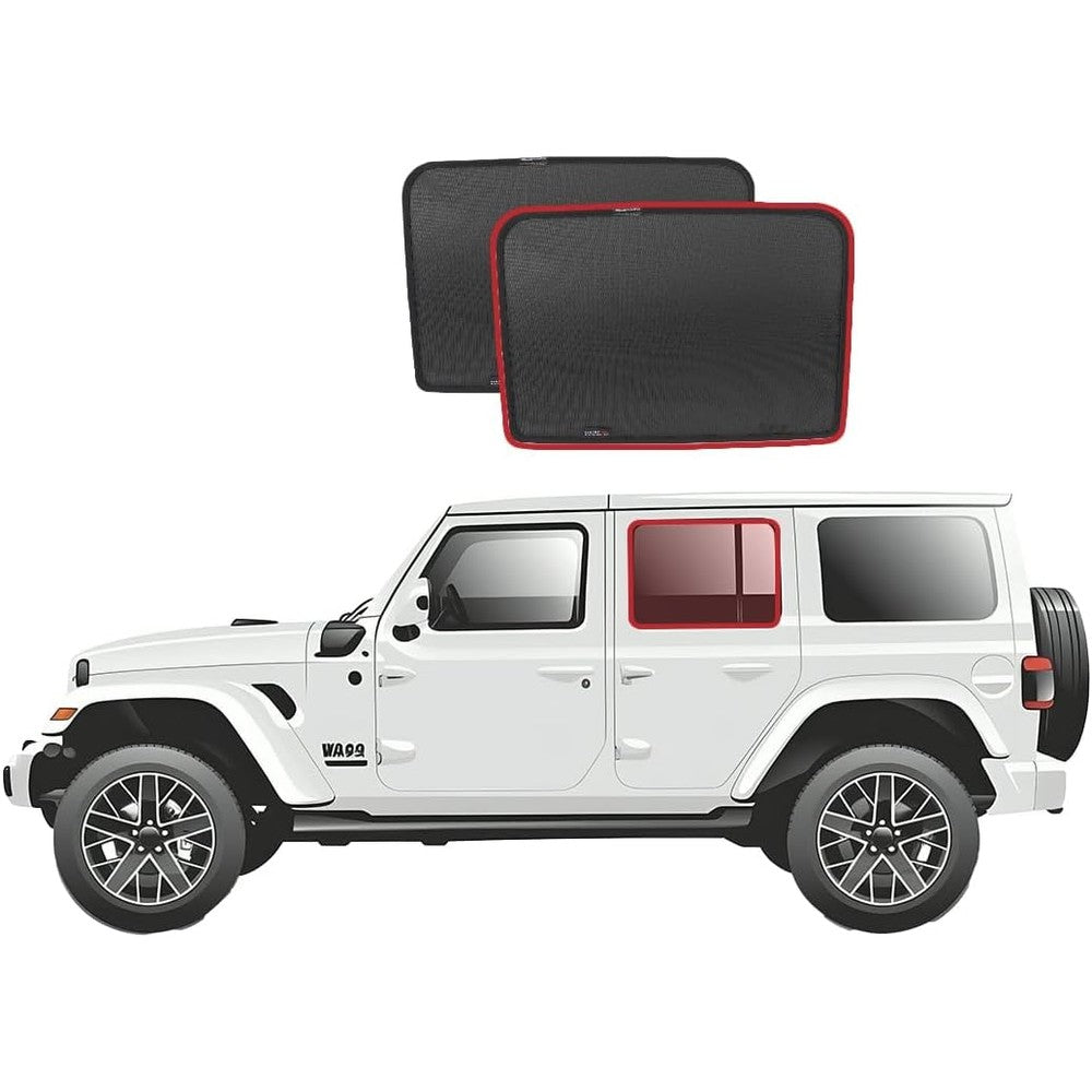 Snap Shades Jeep Wrangler magnetic rear window shades front view sun protection mesh