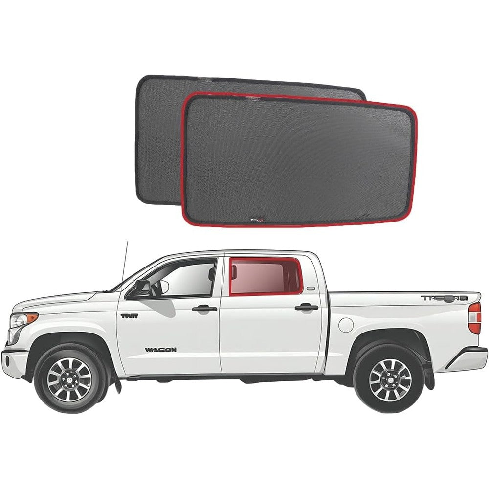 Snap Shades Toyota Tundra CrewMax rear window sunshades installed front view