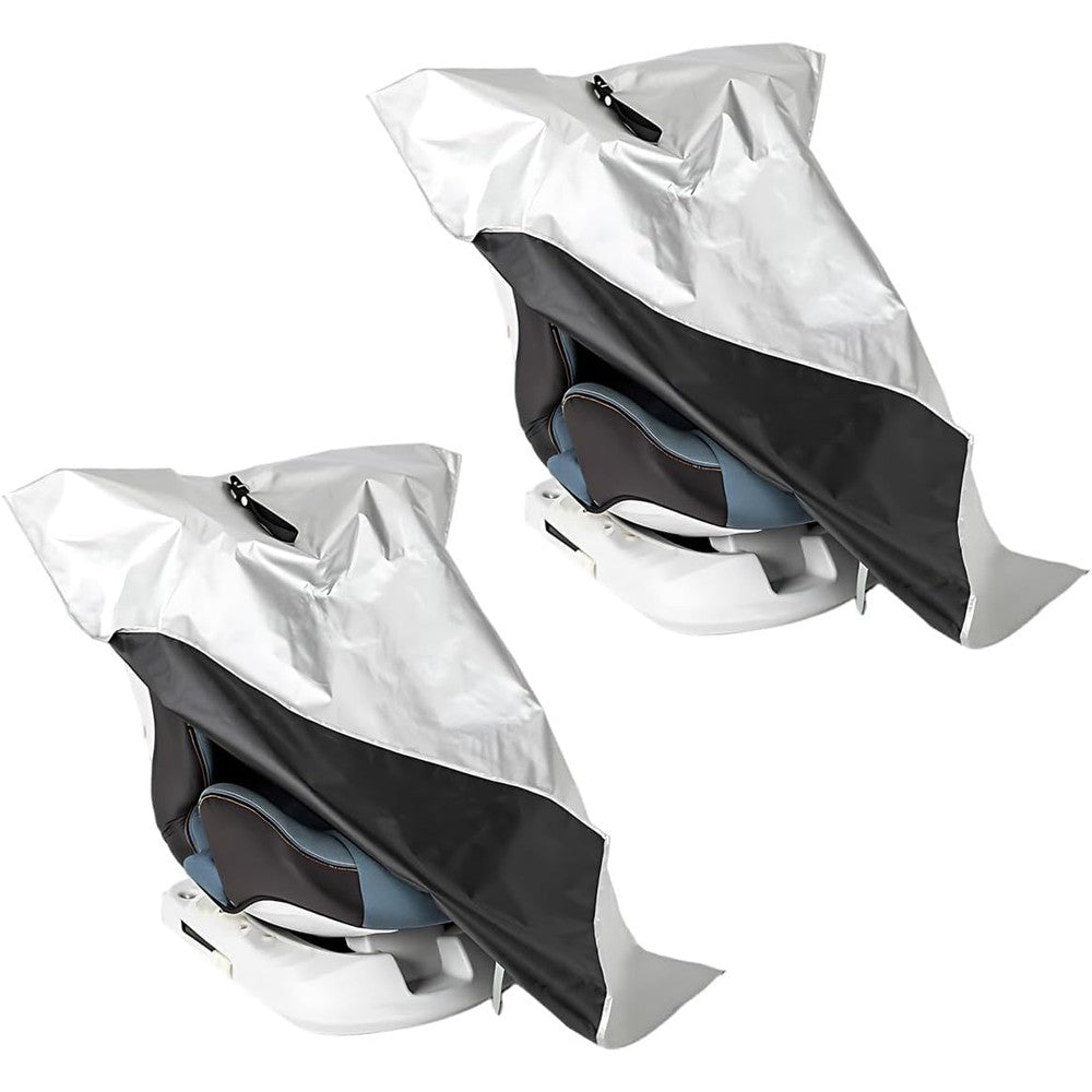 BBTO reflective car seat sun shade cover front view showing silver reflective coating.