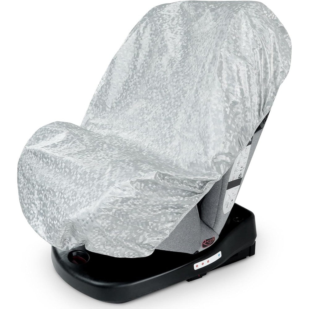 Nomiou baby car seat sun shade cover front view showing reflective silver surface