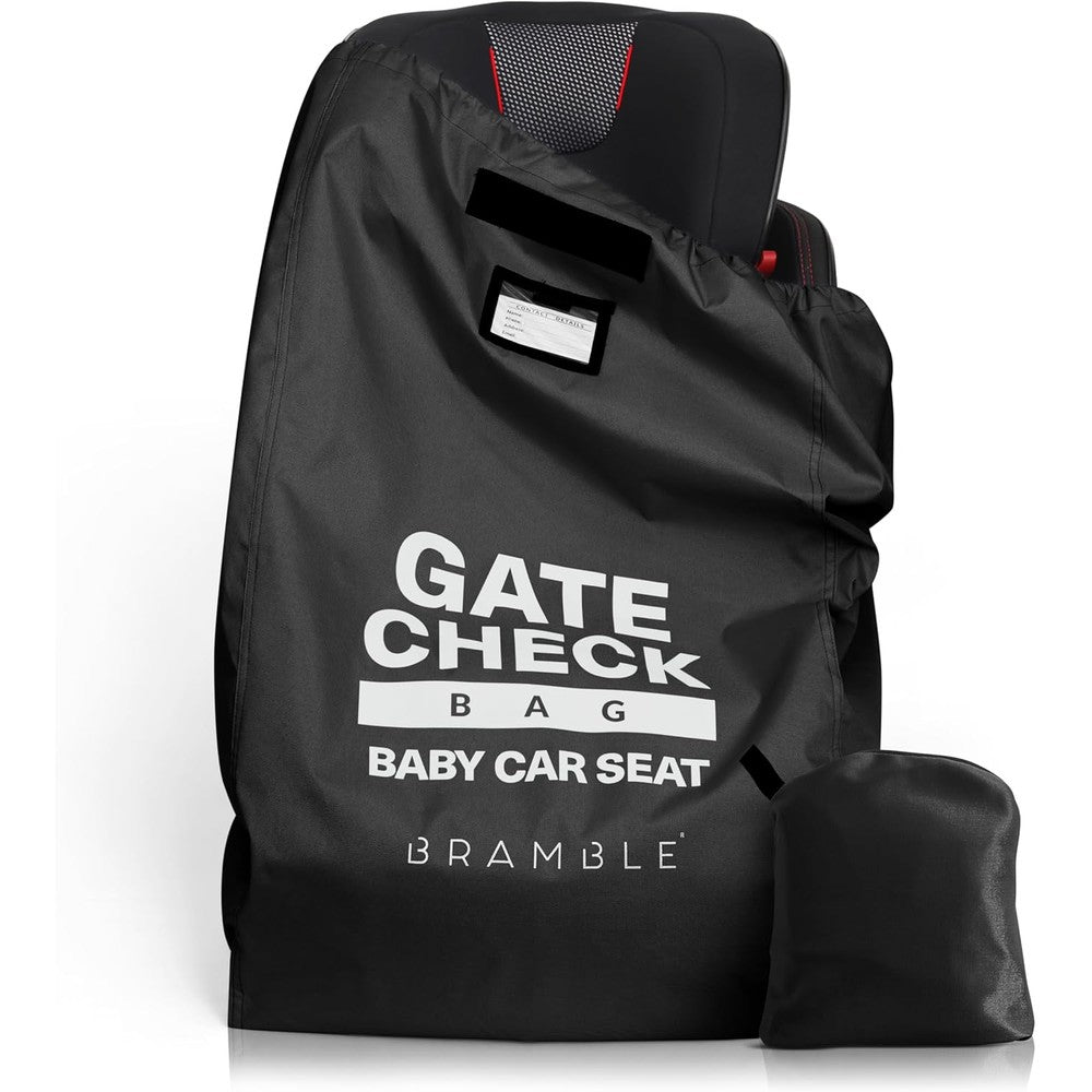 Bramble infant car seat travel bag front view showing gate check graphic