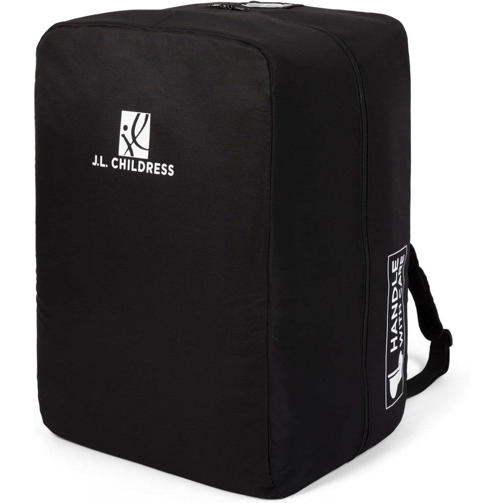 J.L. Childress Elite padded car seat travel bag front view in black premium fabric.