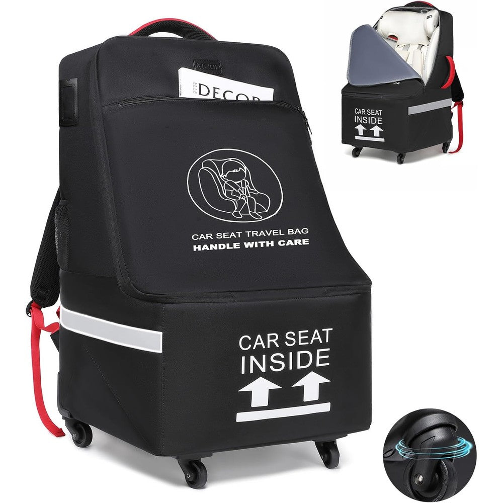 Mcbd car seat travel bag with wheels front view