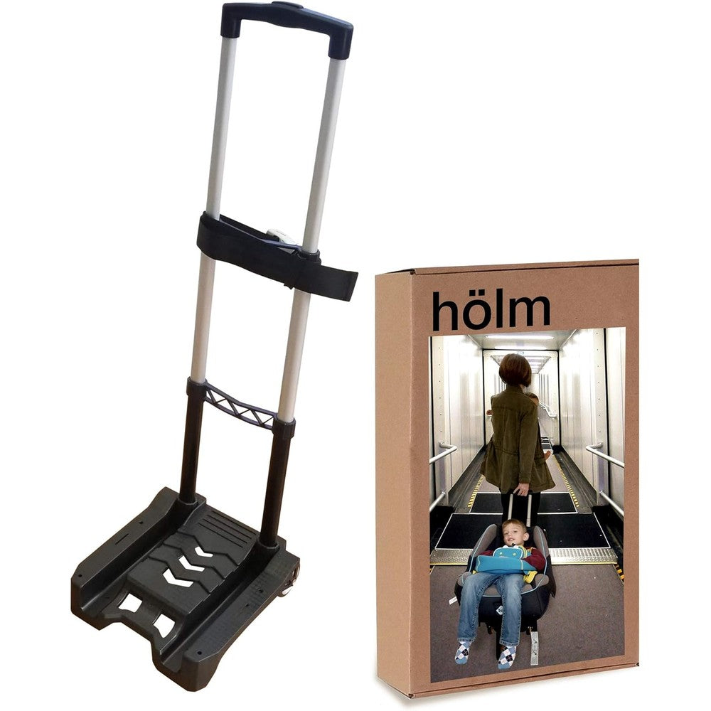HÖLM airport car seat stroller travel cart front view showcasing the telescoping handle.