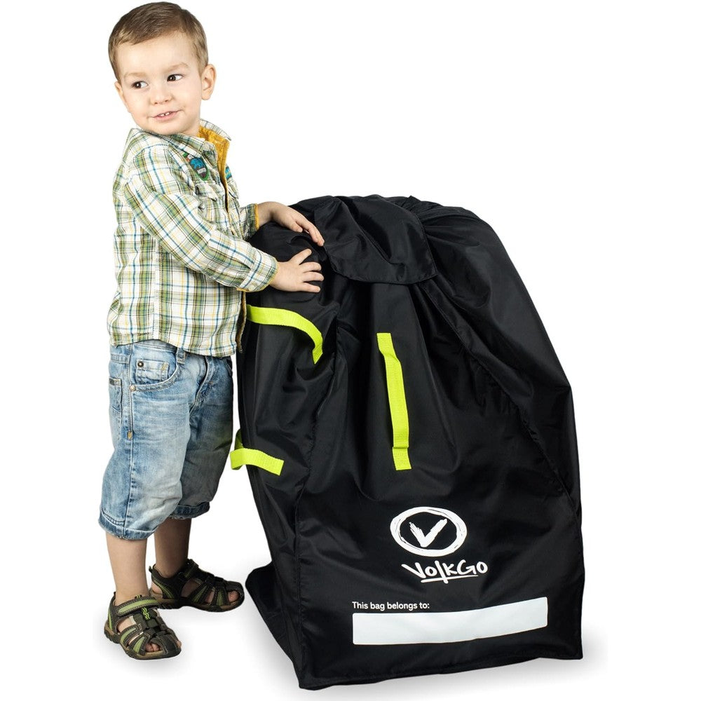 V VOLKGO car seat travel bag front view black gate check backpack