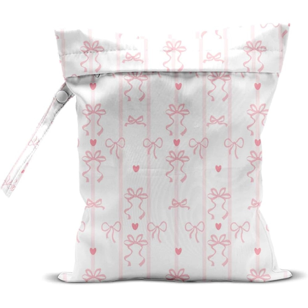 Zcyxuuw Pink Bow Wet Dry Bag front view
