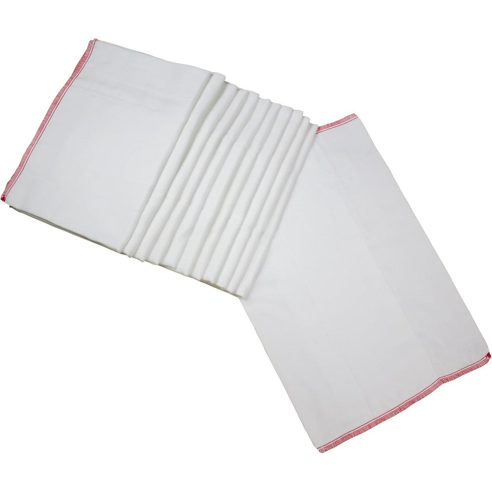 OsoCozy Prefold Cloth Diapers 12 pack stacked front view showing pure white cotton texture