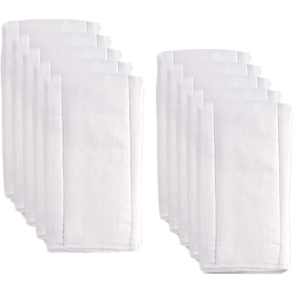 Fasoar unbleached cotton prefold cloth diapers 10 pack front view highlighting premium gauze texture