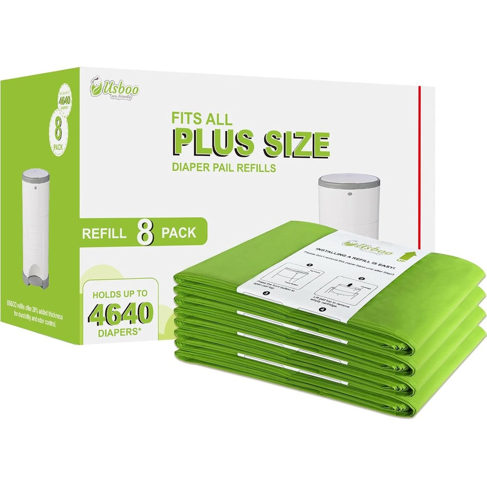 USBOO diaper pail refills eight pack box front view