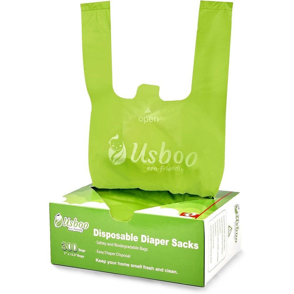Usboo baby disposable diaper bags 300 count box front view