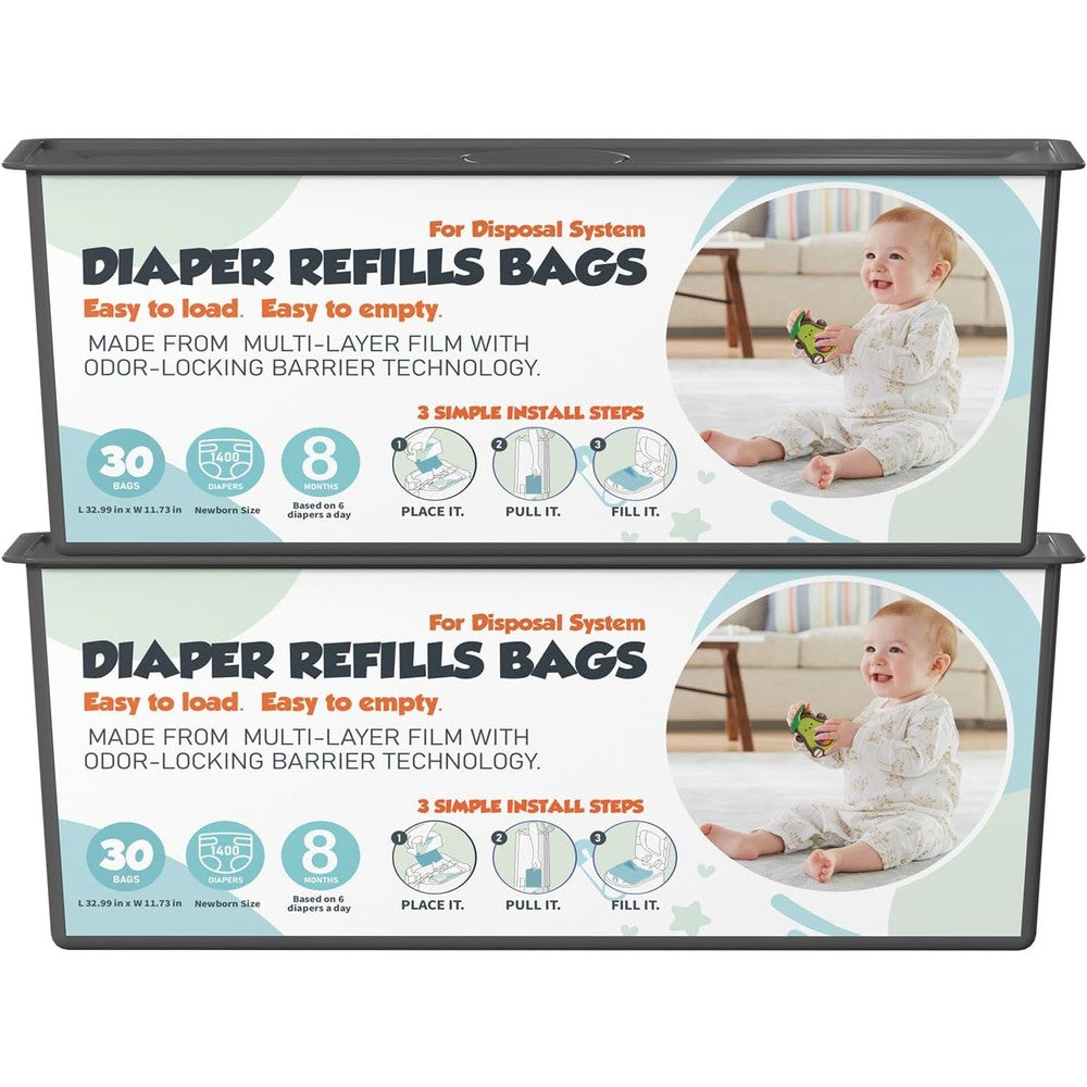 Zippland diaper pail refills bags two pack front view showing packaging box.