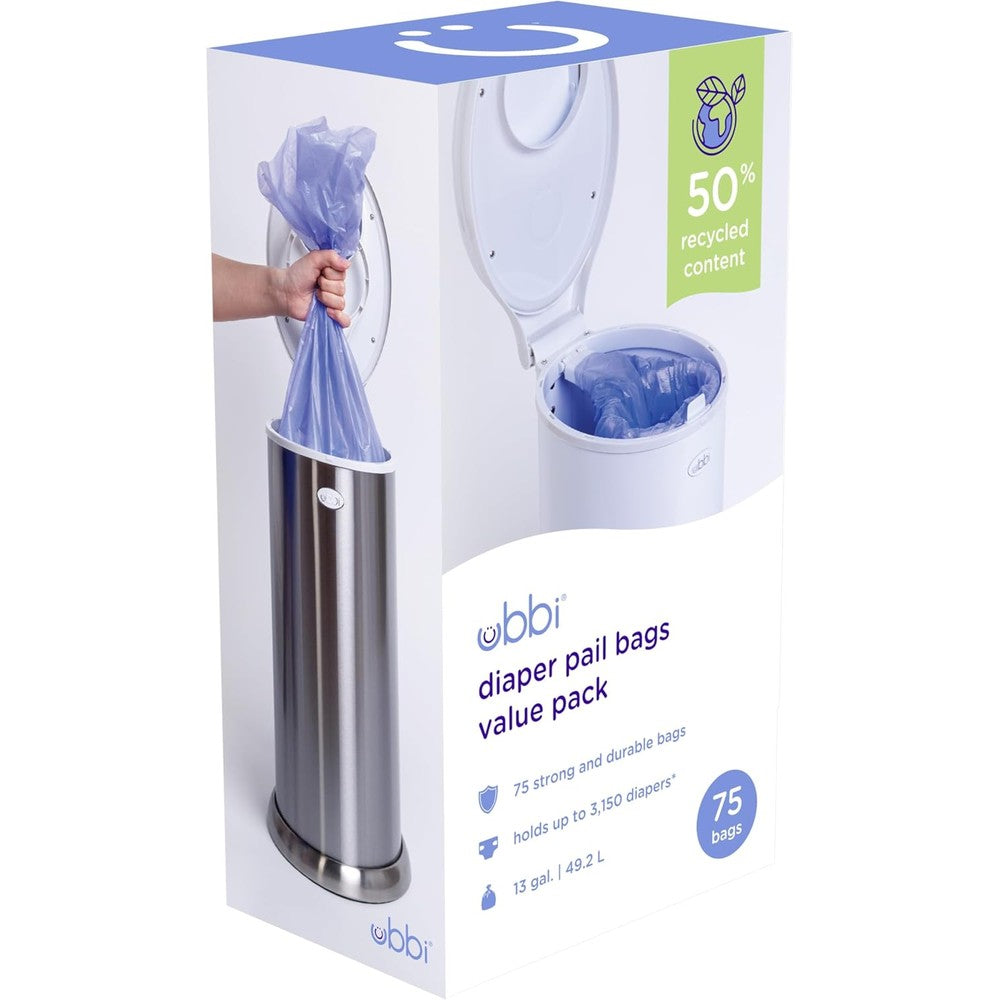 Ubbi Diaper Pail Plastic Bags 75 count front packaging