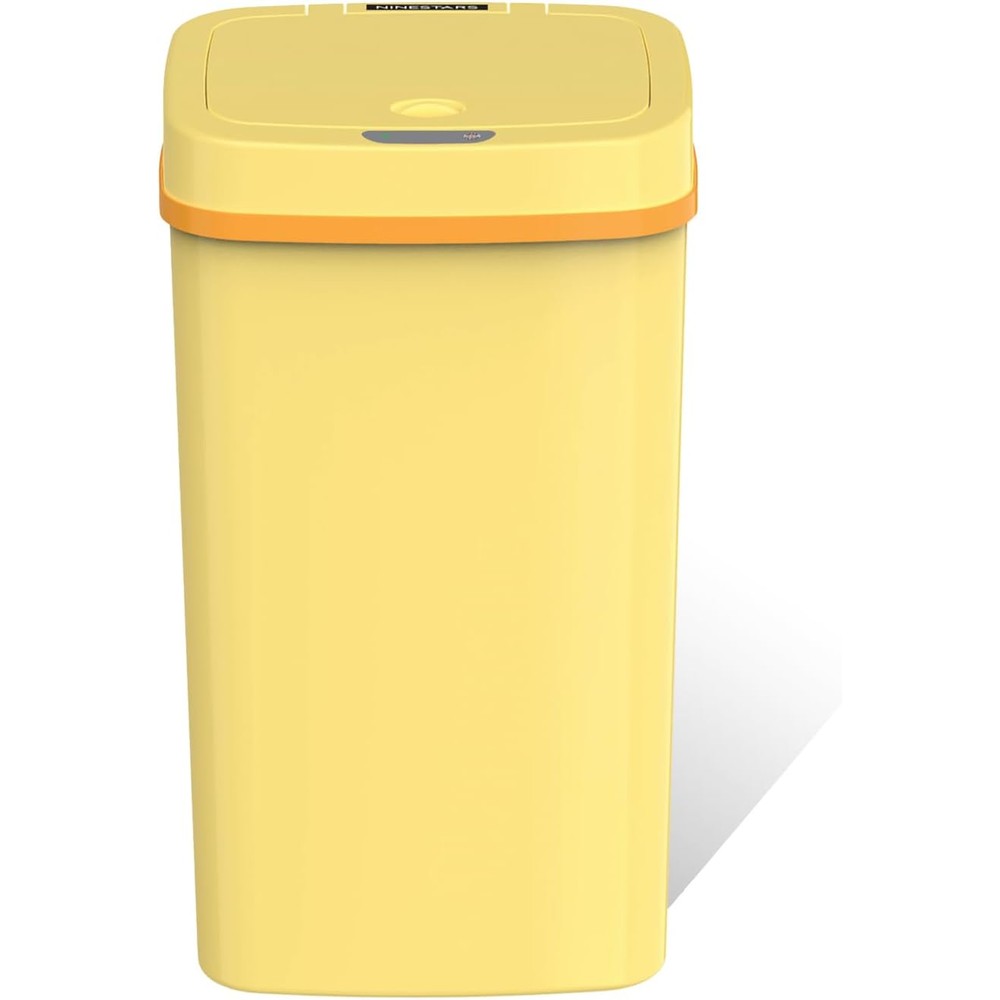 Ninestars 4.2 Gallon yellow motion sensor trash can front view