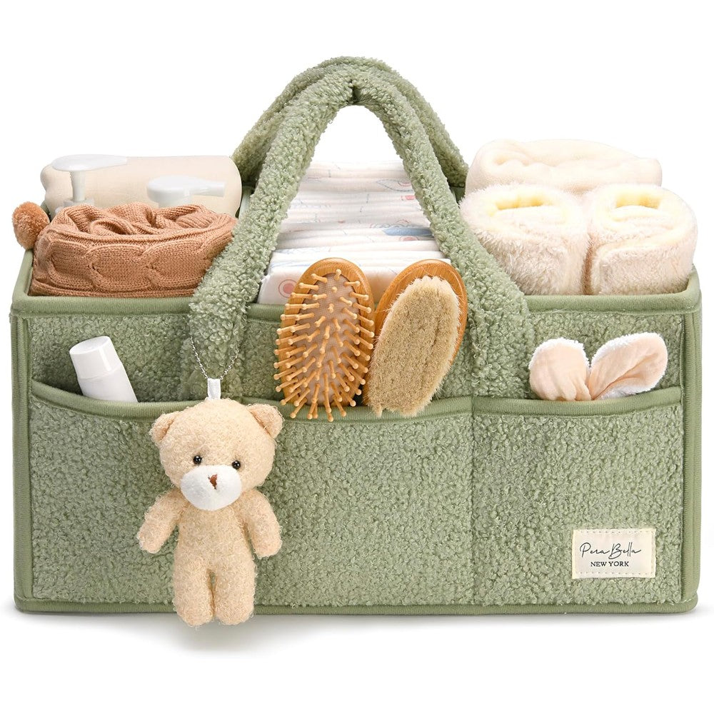 PeraBella Sherpa Baby Diaper Caddy Organizer front view