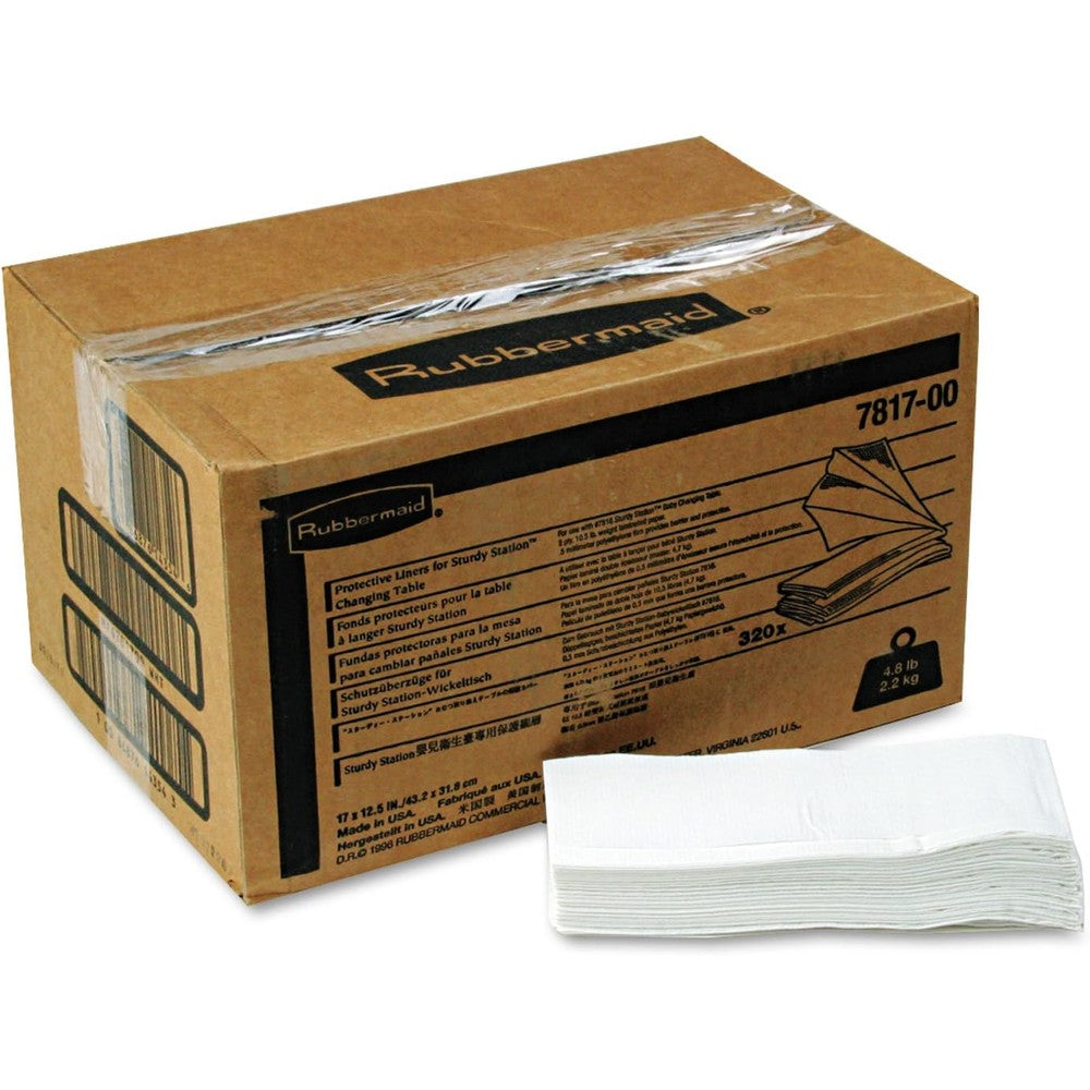 Rubbermaid Sturdy Station changing table liners 320 count case front view