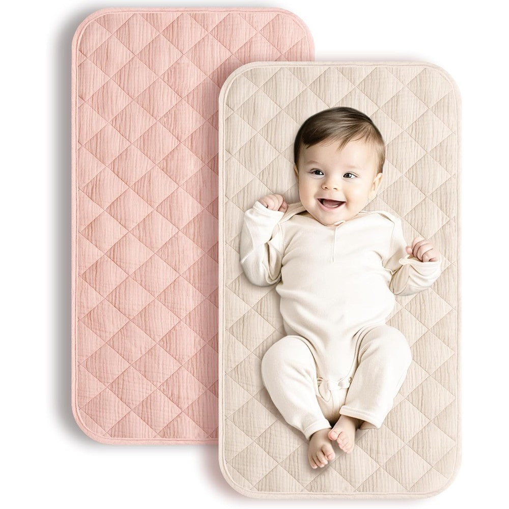 Konssy muslin cotton baby changing mat 2 pack front view