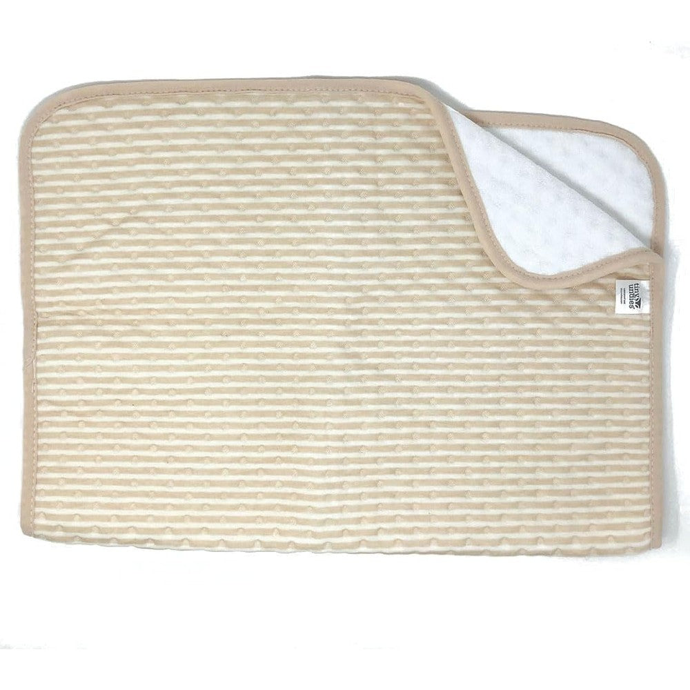 Tiny Undies waterproof baby changing pad with striped design front view