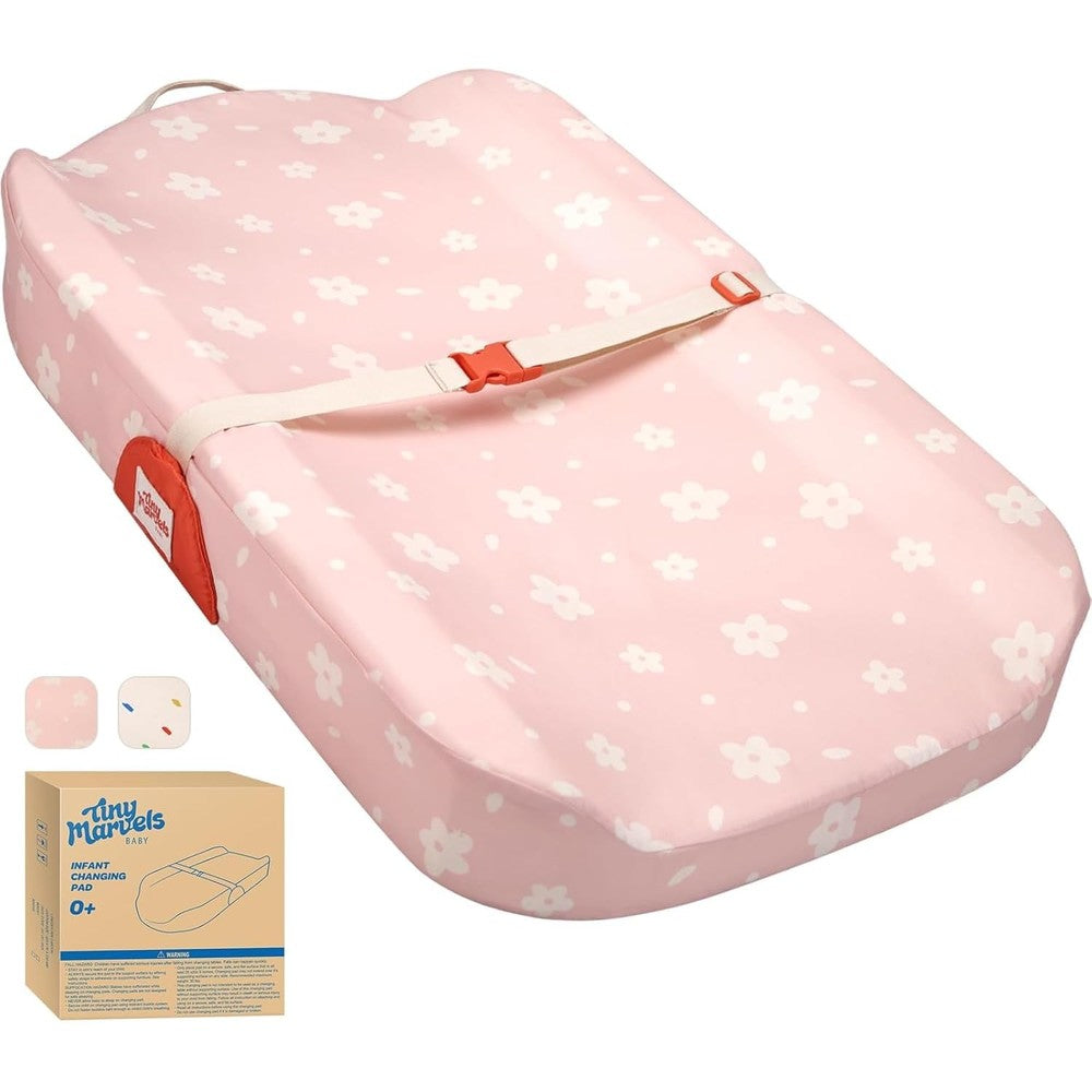 Tiny Marvels baby changing pad front view with blush pink finish