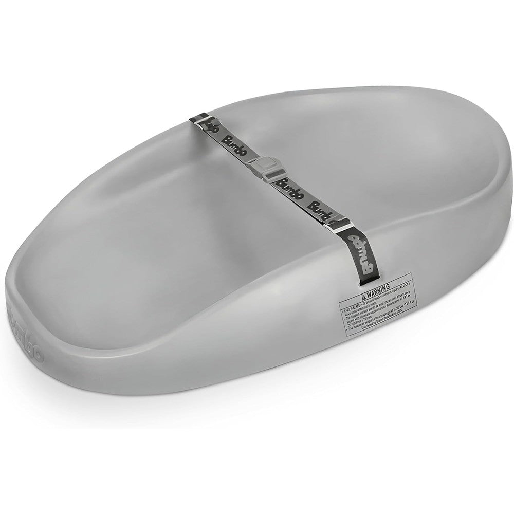 Bumbo baby changing pad in cool grey front view