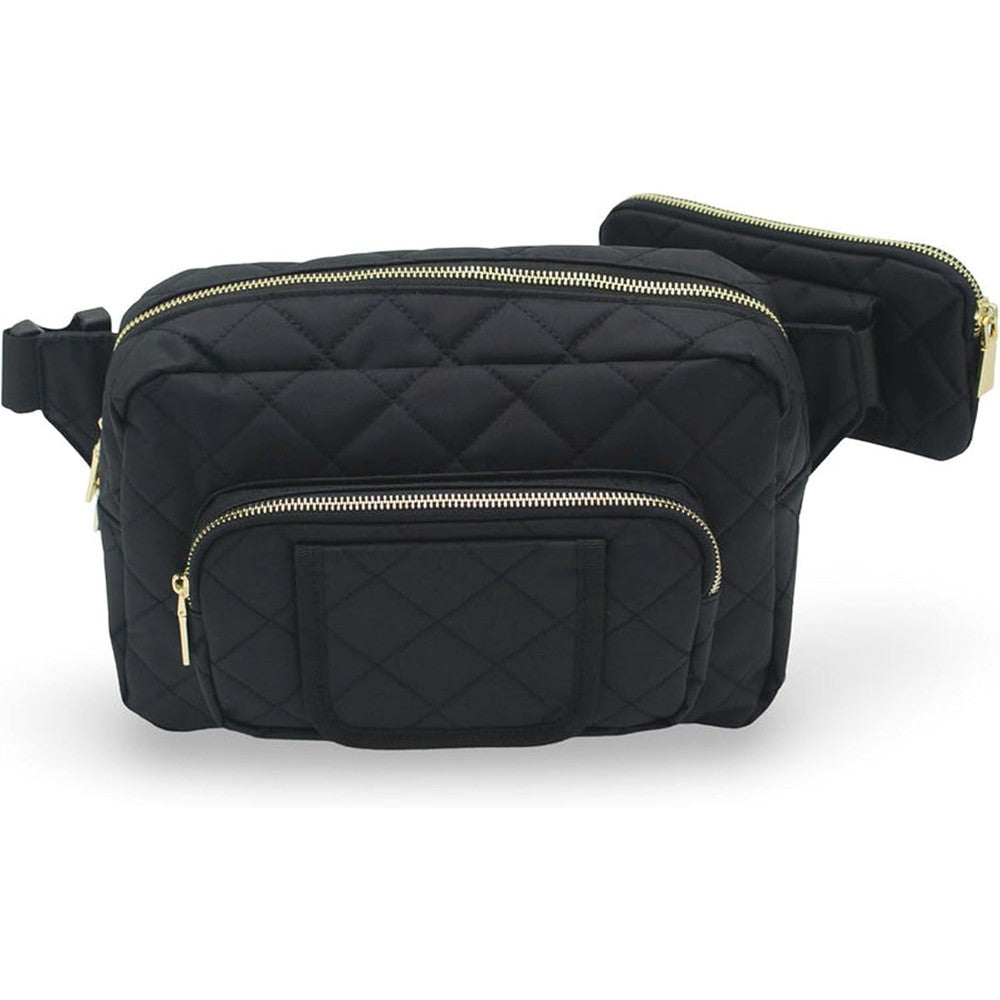 Lion and Light Jetsetter Mini Diaper Bag front view in black