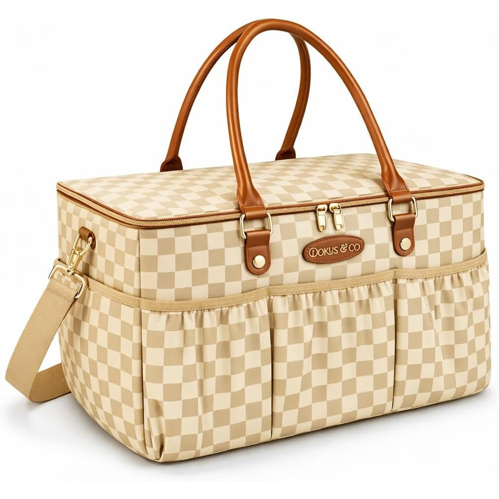Dokus & Co Luxe Diaper Caddy front view in elegant beige