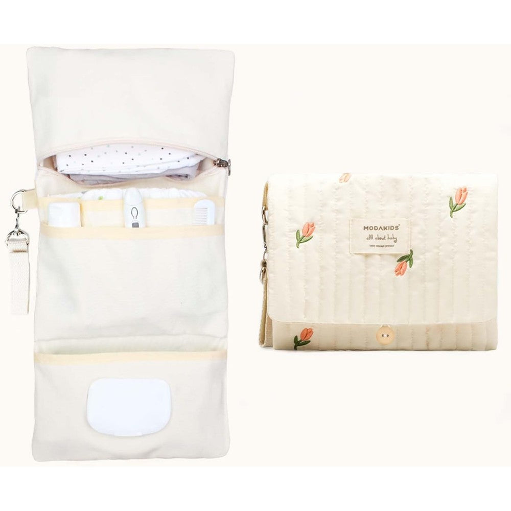 Modakids baby bag organizer with floral print front view