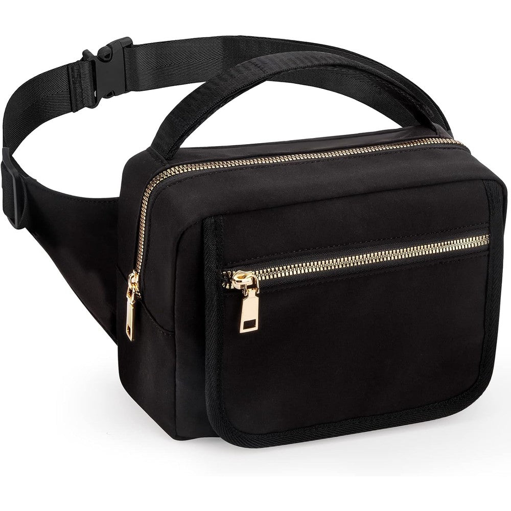 Printe small diaper bag black front view with stroller