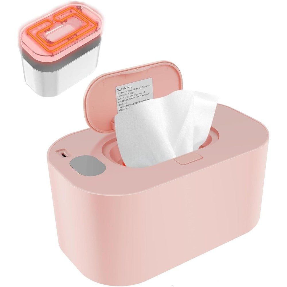 Family Care Accu portable baby wipe warmer front view in pink
